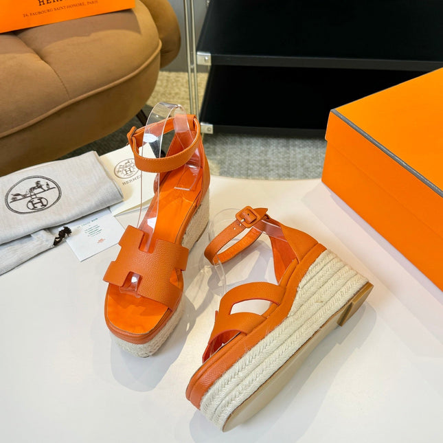 Elda espadrille 80 Orange Epsom Calfskin