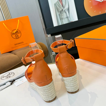 Elda espadrille 80 Orange Epsom Calfskin