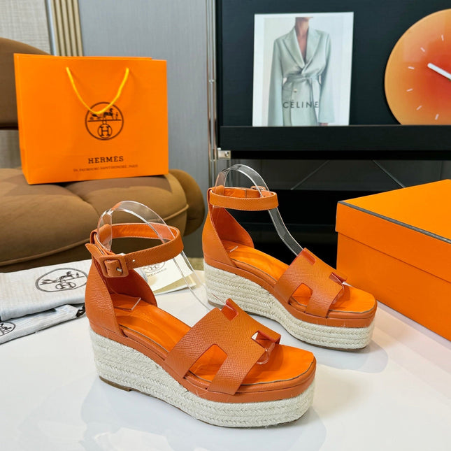 Elda espadrille 80 Orange Epsom Calfskin