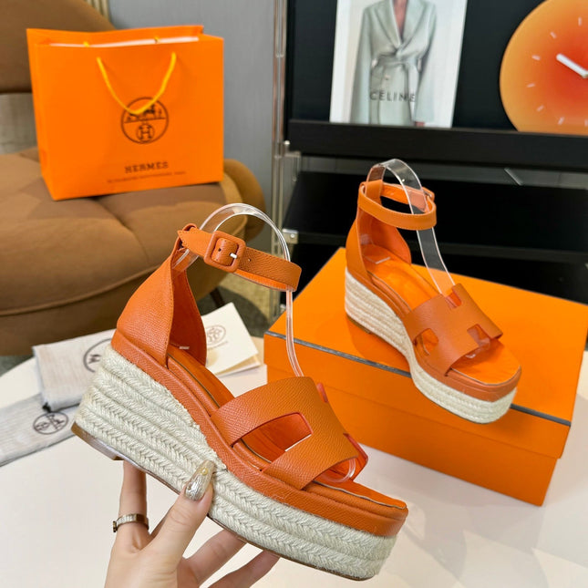 Elda espadrille 80 Orange Epsom Calfskin