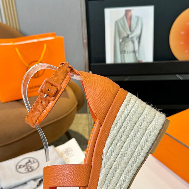 Elda espadrille 80 Orange Epsom Calfskin