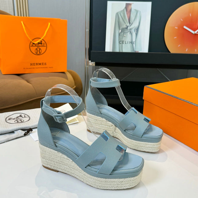 Elda espadrille 80 Baby Blue Epsom Calfskin
