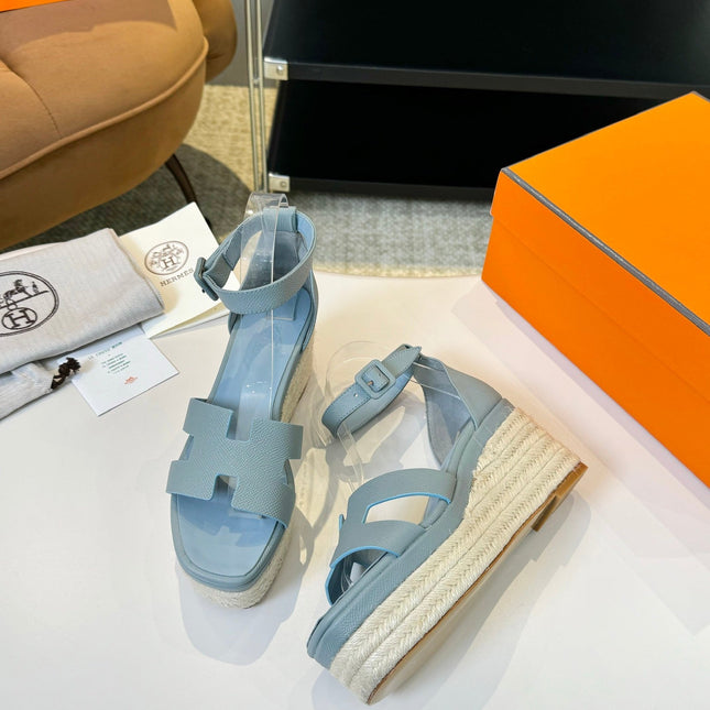 Elda espadrille 80 Baby Blue Epsom Calfskin