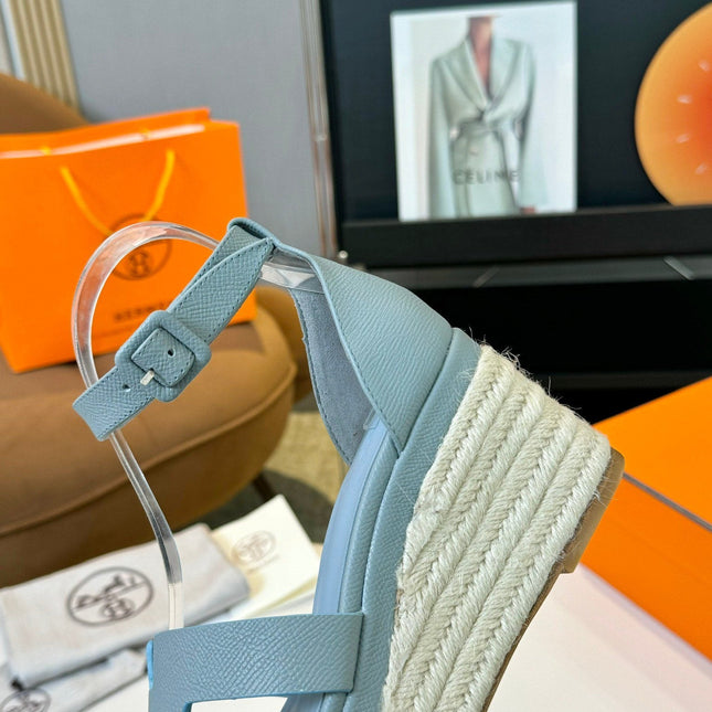 Elda espadrille 80 Baby Blue Epsom Calfskin