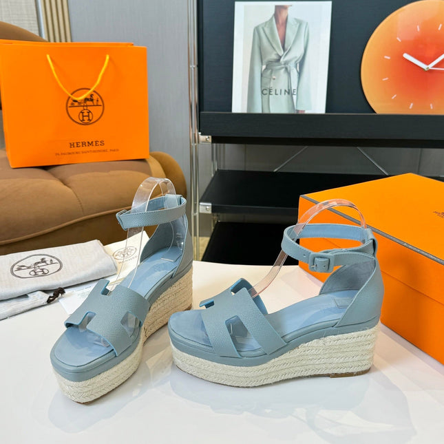 Elda espadrille 80 Baby Blue Epsom Calfskin