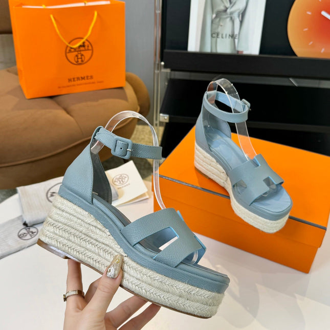 Elda espadrille 80 Baby Blue Epsom Calfskin