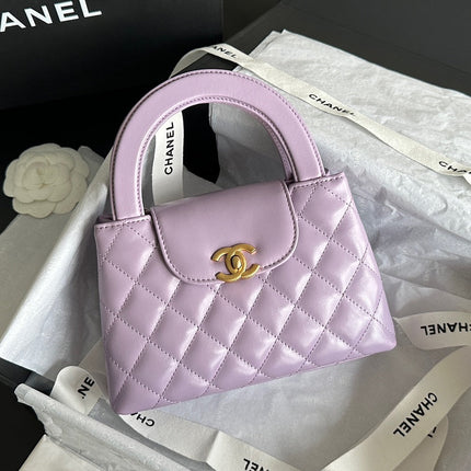 CHANEL VINTAGE KELLY 25S 19 CM IN PURPLE LAMBSKIN WITH GOLD HARDWARE