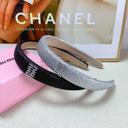 HEADBAND IN BLACK GLITTER FABRIC 174109