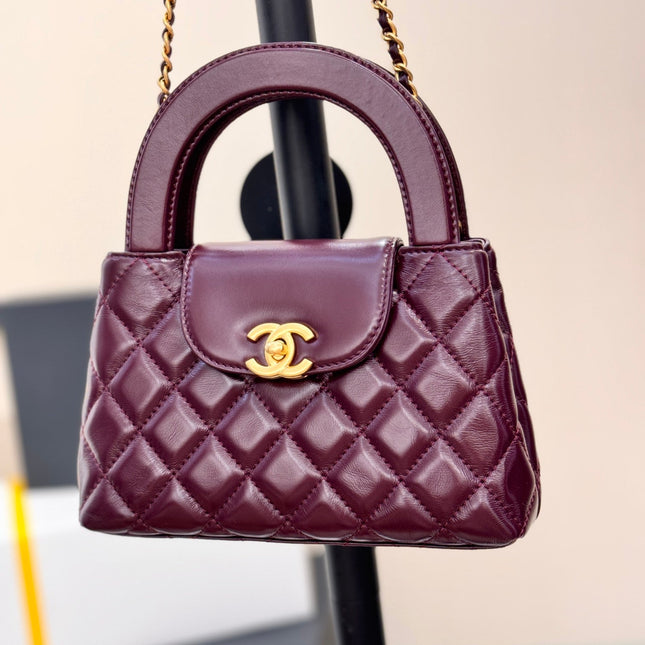 CHANEL 25S KELLY 19 CM IN WINE RED LAMBSKIN WITH GOLD HARDWARE