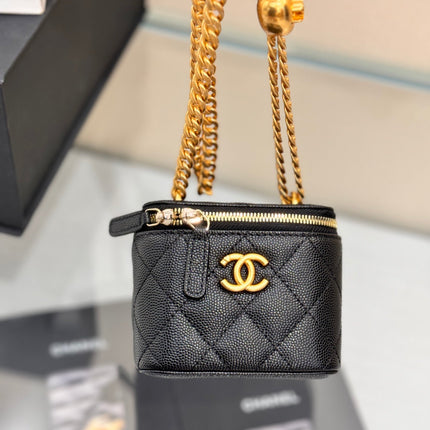 CHANEL 25S MINI VANITY BAG 11 CM IN BLACK LAMBSKIN WITH GOLD HARDWARE