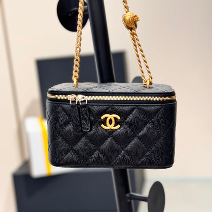 CHANEL 25S MINI VANITY BAG 16 CM IN BLACK LAMBSKIN WITH GOLD HARDWARE