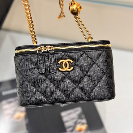CHANEL 25S MINI VANITY BAG 16 CM IN BLACK LAMBSKIN WITH GOLD HARDWARE