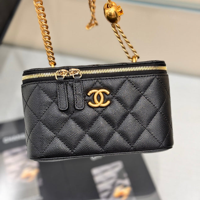 CHANEL 25S MINI VANITY BAG 16 CM IN BLACK LAMBSKIN WITH GOLD HARDWARE