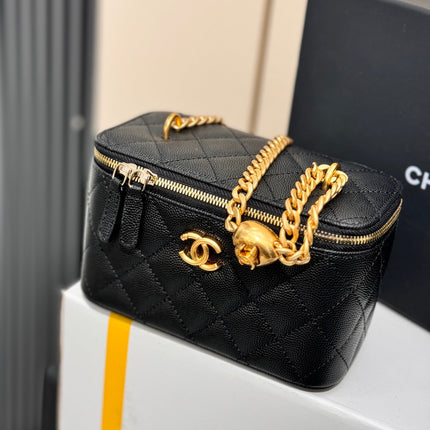 CHANEL 25S MINI VANITY BAG 16 CM IN BLACK LAMBSKIN WITH GOLD HARDWARE