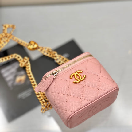 CHANEL 25S MINI VANITY BAG 11 CM IN LIGHT PINK LAMBSKIN WITH GOLD HARDWARE