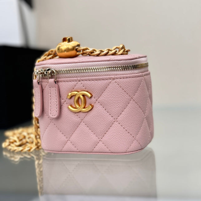 CHANEL 25S MINI VANITY BAG 11 CM IN LIGHT PINK LAMBSKIN WITH GOLD HARDWARE