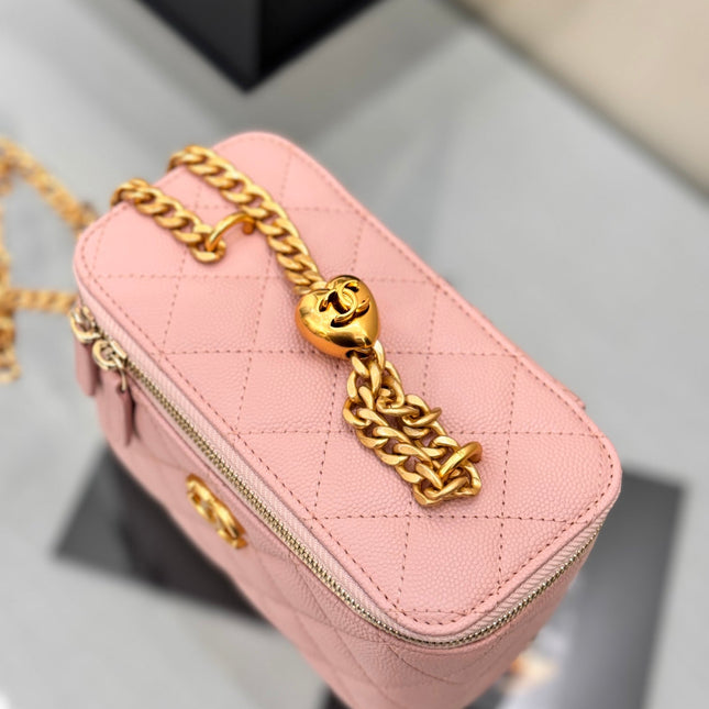 CHANEL 25S MINI VANITY BAG 16 CM IN LIGHT PINK LAMBSKIN WITH GOLD HARDWARE