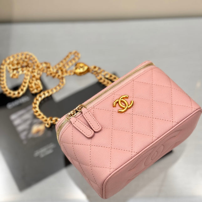 CHANEL 25S MINI VANITY BAG 16 CM IN LIGHT PINK LAMBSKIN WITH GOLD HARDWARE