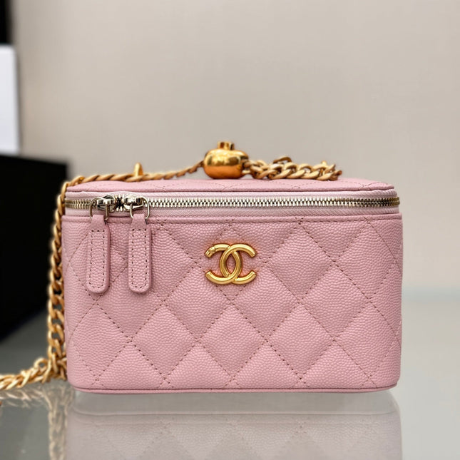 CHANEL 25S MINI VANITY BAG 16 CM IN LIGHT PINK LAMBSKIN WITH GOLD HARDWARE