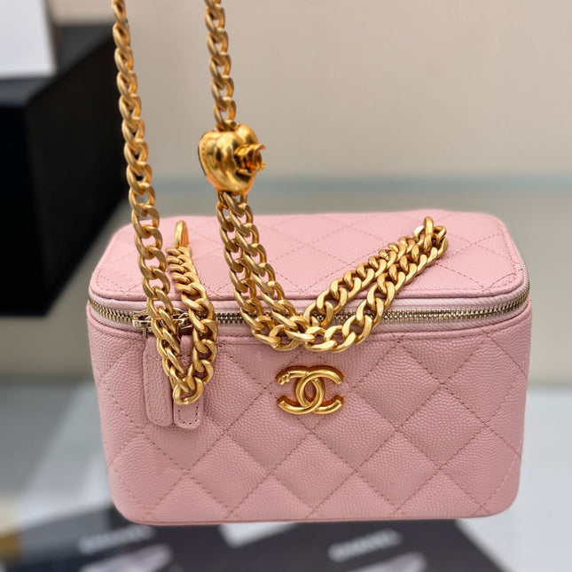 CHANEL 25S MINI VANITY BAG 16 CM IN LIGHT PINK LAMBSKIN WITH GOLD HARDWARE