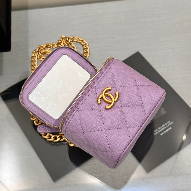 CHANEL 25S MINI VANITY BAG 11 CM IN PURPLE LAMBSKIN WITH GOLD HARDWARE