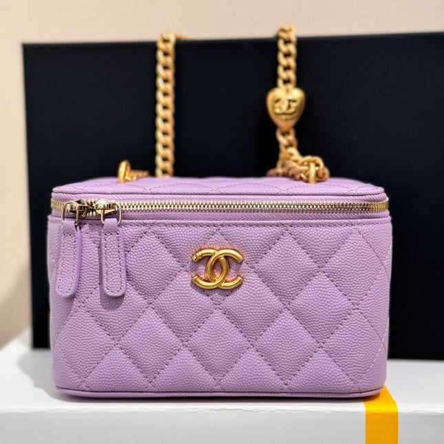 CHANEL 25S MINI VANITY BAG 16 CM IN PURPLE LAMBSKIN WITH GOLD HARDWARE