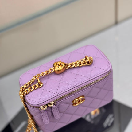 CHANEL 25S MINI VANITY BAG 16 CM IN PURPLE LAMBSKIN WITH GOLD HARDWARE