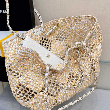 CHANEL 25S TOTE BAG 52 CM IN BEIGE RAFFIA
