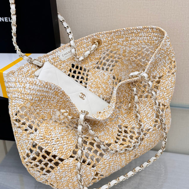CHANEL 25S TOTE BAG 52 CM IN BEIGE RAFFIA
