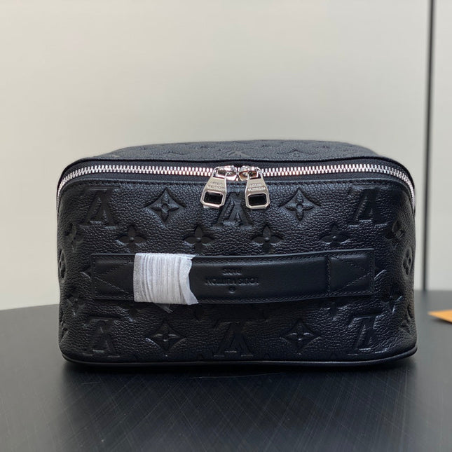 TOILETRY BAG 24 IN BLACK MONOGRAM EMBOSSED CALFSKIN