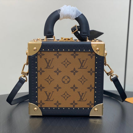 MINI SQUARE TRUNK 17 DOG PRINT IN BROWN MONOGRAM REVERSE CANVAS