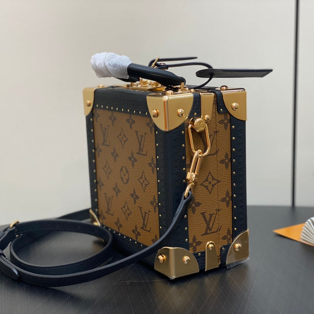 MINI SQUARE TRUNK 17 DOG PRINT IN BROWN MONOGRAM REVERSE CANVAS