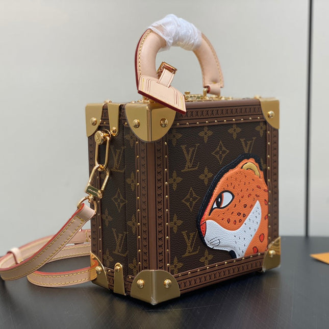 MINI SQUARE TRUNK 17 LEOPARD PRINT IN BROWN MONOGRAM CANVAS