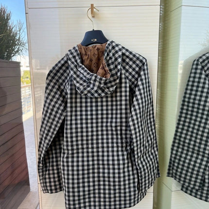 Lv Check Hooded Milky White Parka 224845