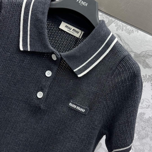 Miu 25 Polo Shirt Black Wool 233471