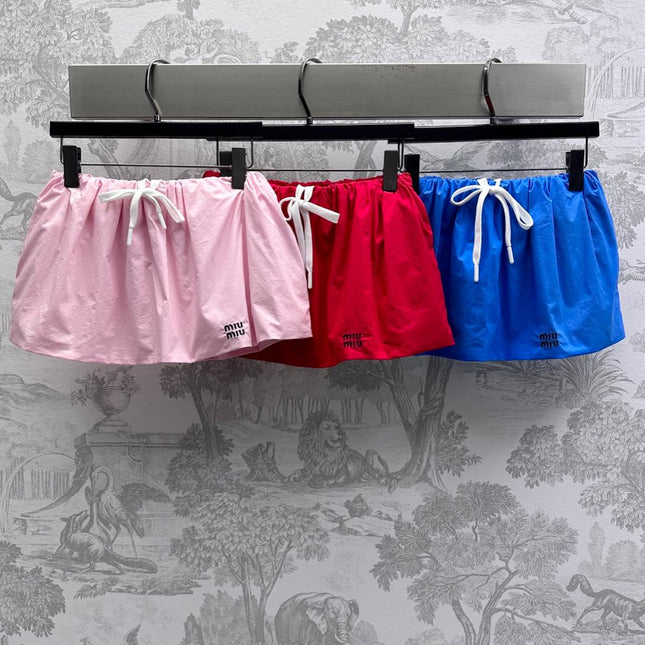 MIUMIU PLEATED DRAWSTRING MINI SKIRT 267800