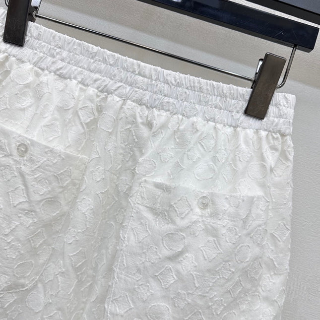 LV WHITE STRETCH SHORTS 263748