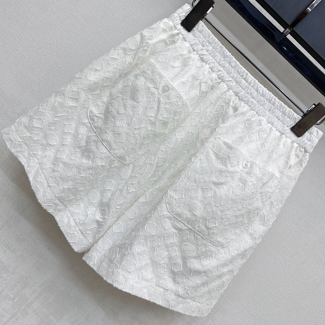 LV WHITE STRETCH SHORTS 263748