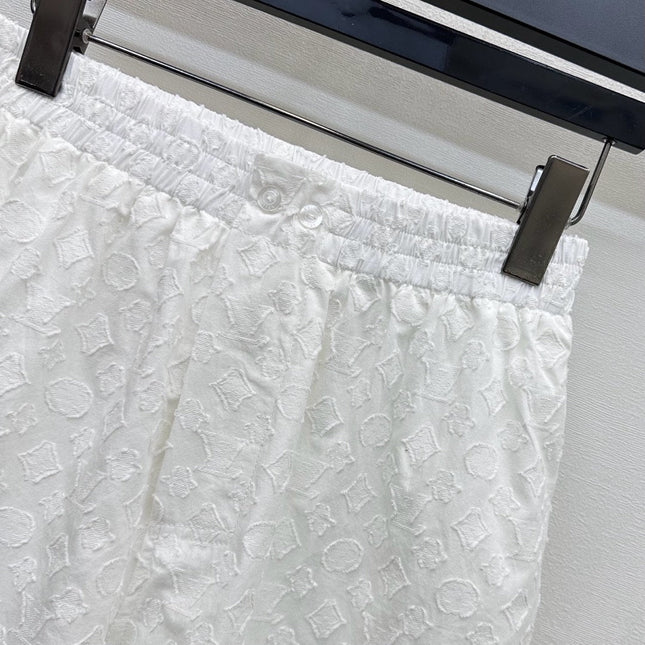 LV WHITE STRETCH SHORTS 263748