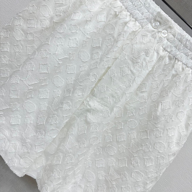 LV WHITE STRETCH SHORTS 263748