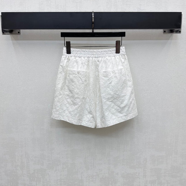 LV WHITE STRETCH SHORTS 263748
