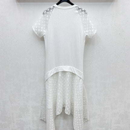 LV WHITE COTTON SHORT-SLEEVE DRESS 263735