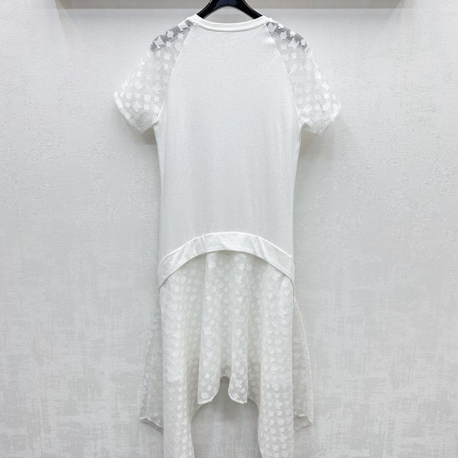 LV WHITE COTTON SHORT-SLEEVE DRESS 263735