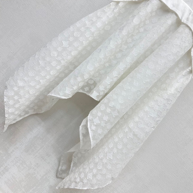 LV WHITE COTTON SHORT-SLEEVE DRESS 263735