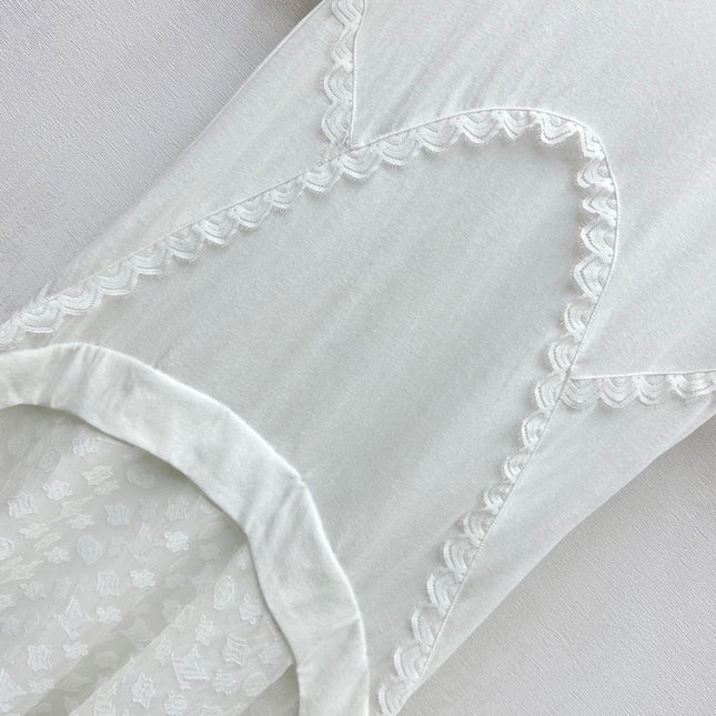 LV WHITE COTTON SHORT-SLEEVE DRESS 263735