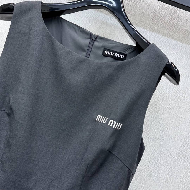 MIU 25S PLEATED VEST DRESS IN ACETATE 264605