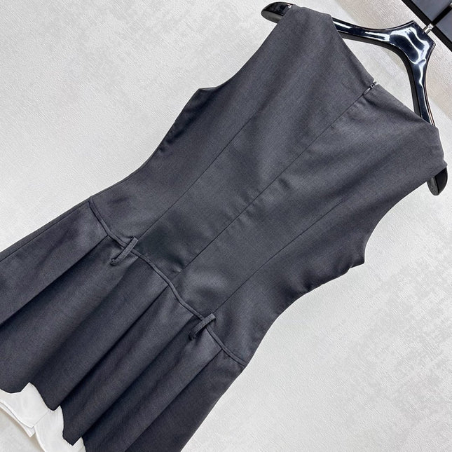 MIU 25S PLEATED VEST DRESS IN ACETATE 264605