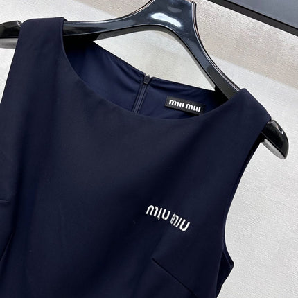 MIU 25S PLEATED VEST DRESS IN ACETATE 264603