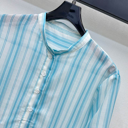 DIOR 25S STAND COLLAR STRIPED SHIRT 264615