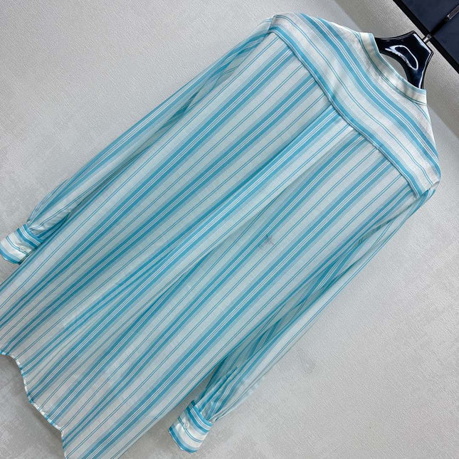 DIOR 25S STAND COLLAR STRIPED SHIRT 264615